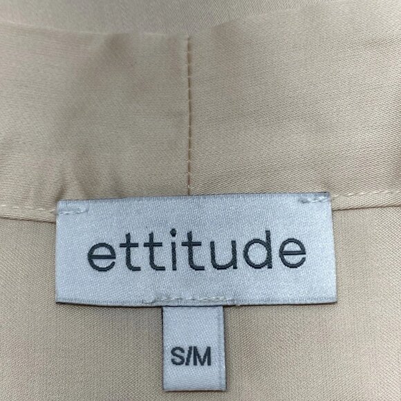 Ettitude Women's Robe Oat Size S/M Long Sleeve Lightweight Sateen Knee-Length - Picture 4 of 8